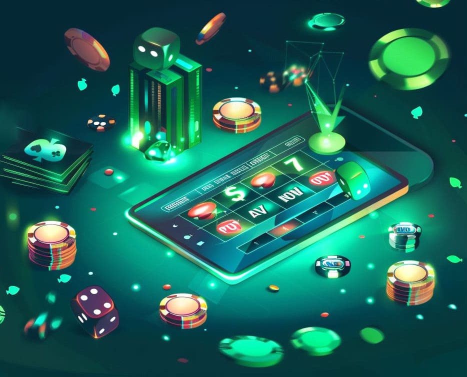 Tampilan meja permainan AduQ di seng toto dengan kartu dan chip